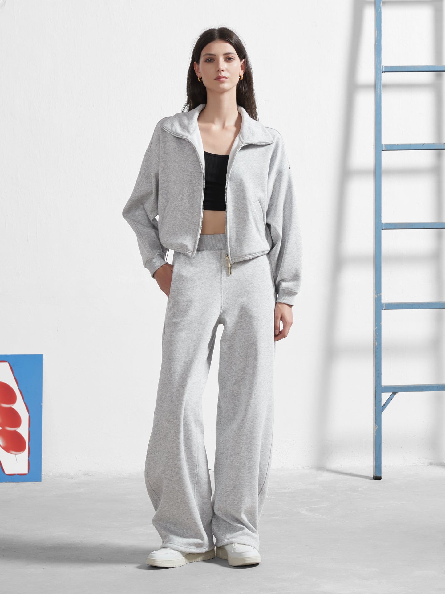 Cubby Mockneck Zip-Up, Cropped