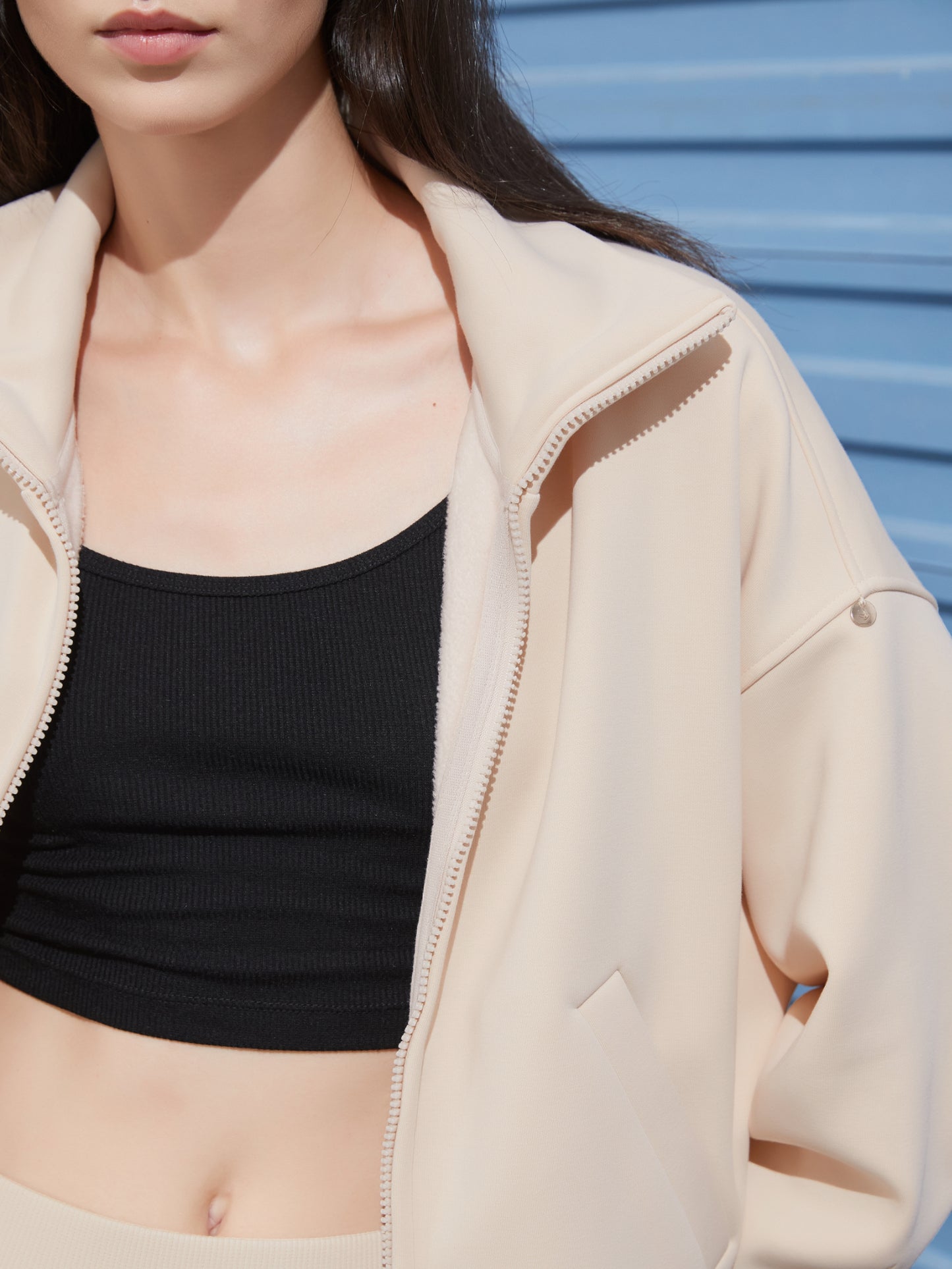 Cubby Mockneck Zip-Up, Cropped