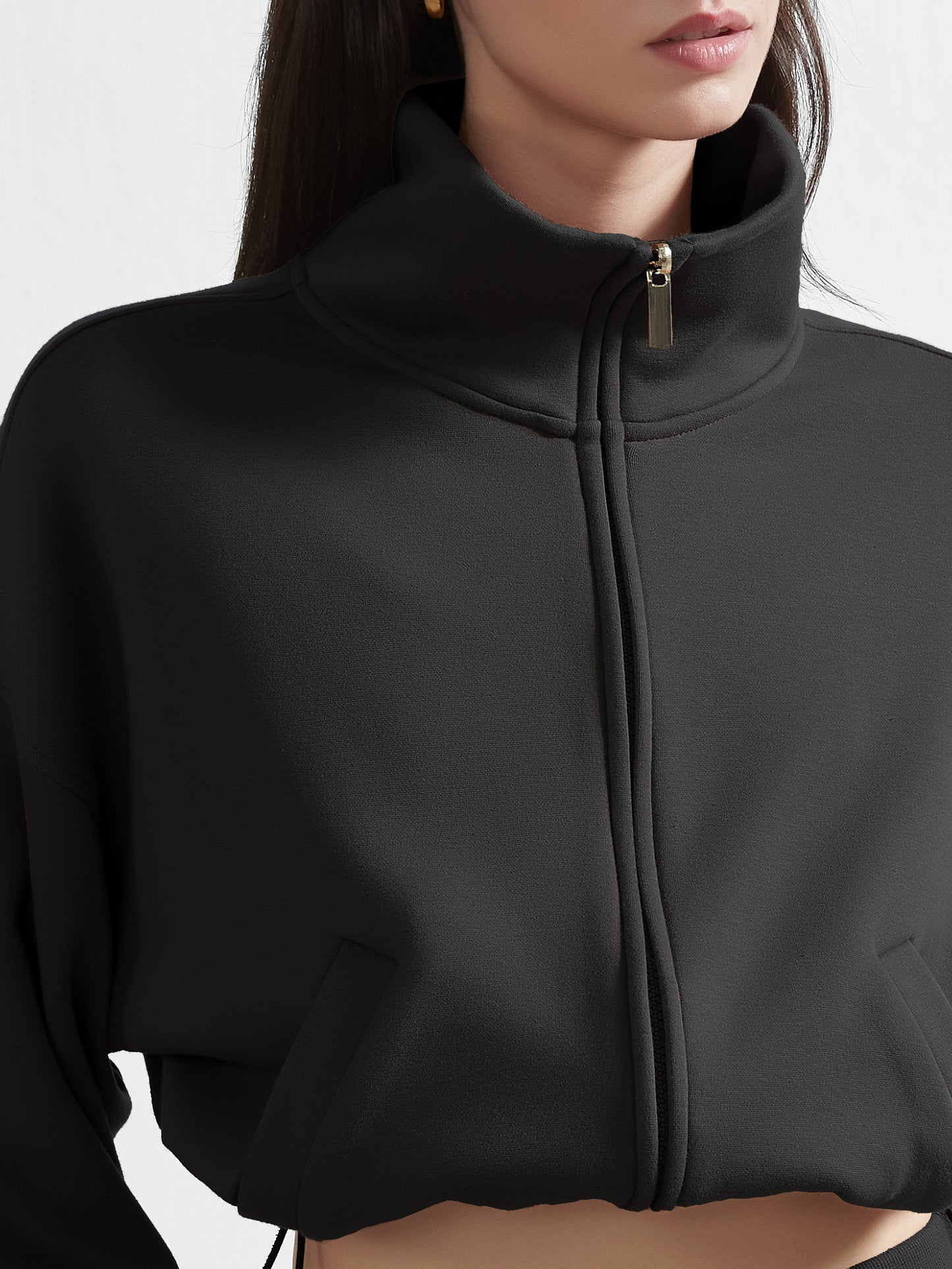 Cubby Mockneck Zip-Up, Cropped
