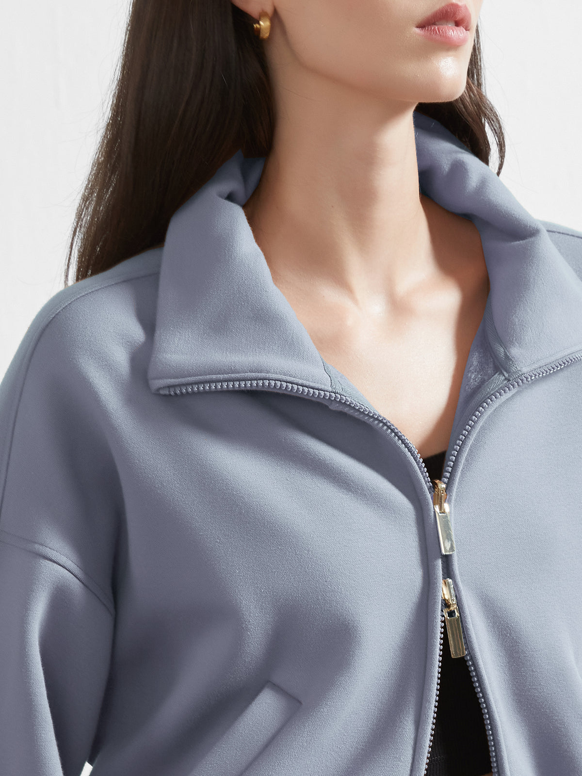 Cubby Mockneck Zip-Up, Cropped
