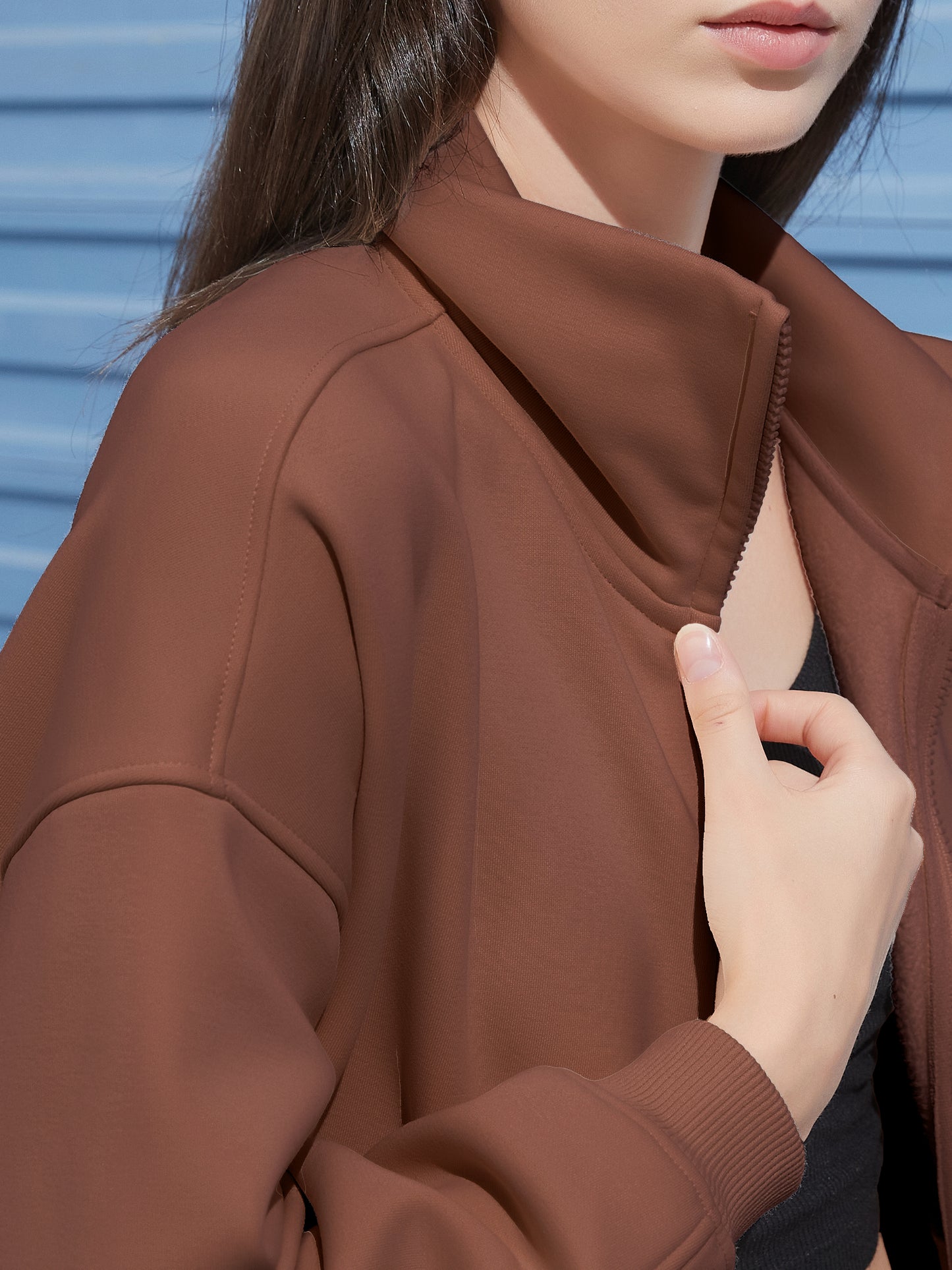 Cubby Mockneck Zip-Up, Cropped
