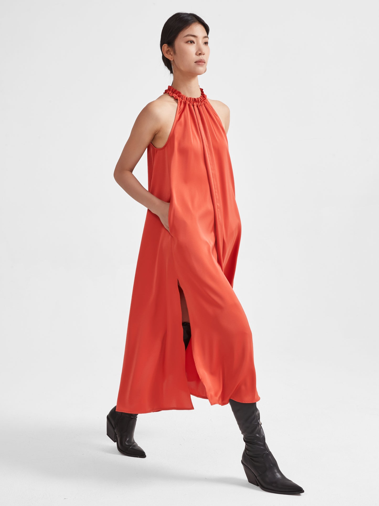 Rosa Halter Neck Dress | Upgraded 140g Satin