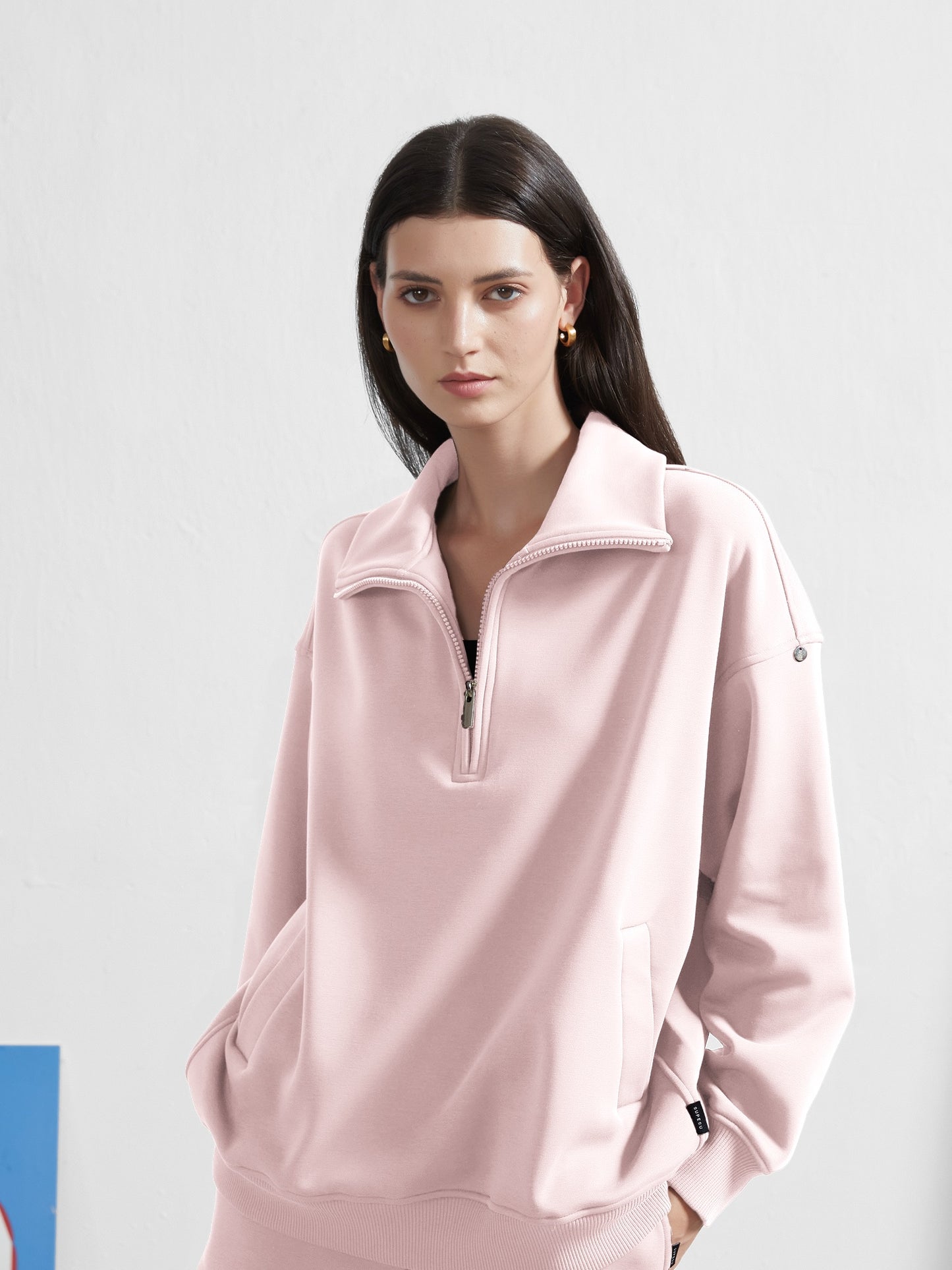 Cubby Half Zip-up Sweatshirt, Oversized