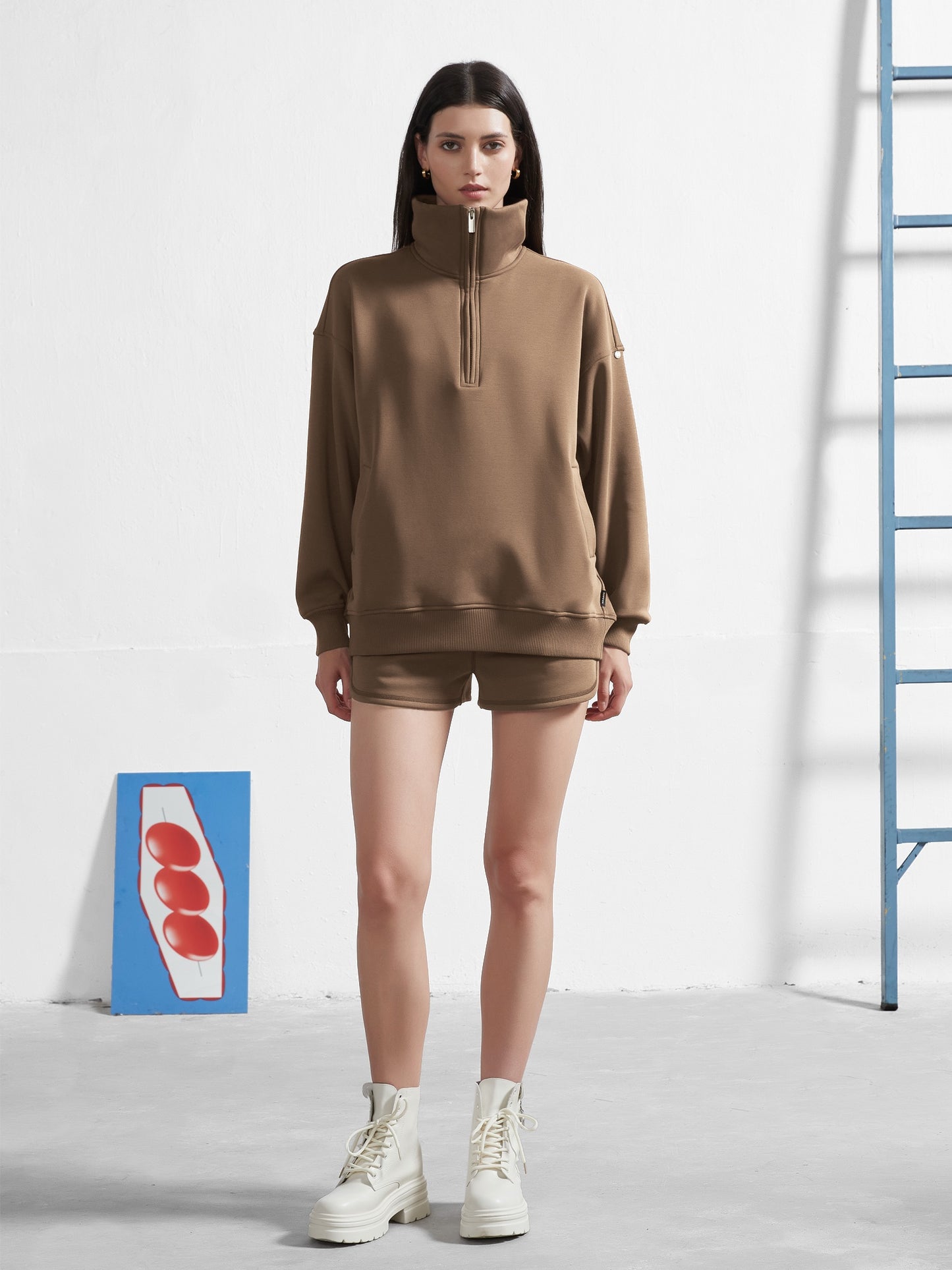 Cubby Half Zip-up Sweatshirt, Oversized