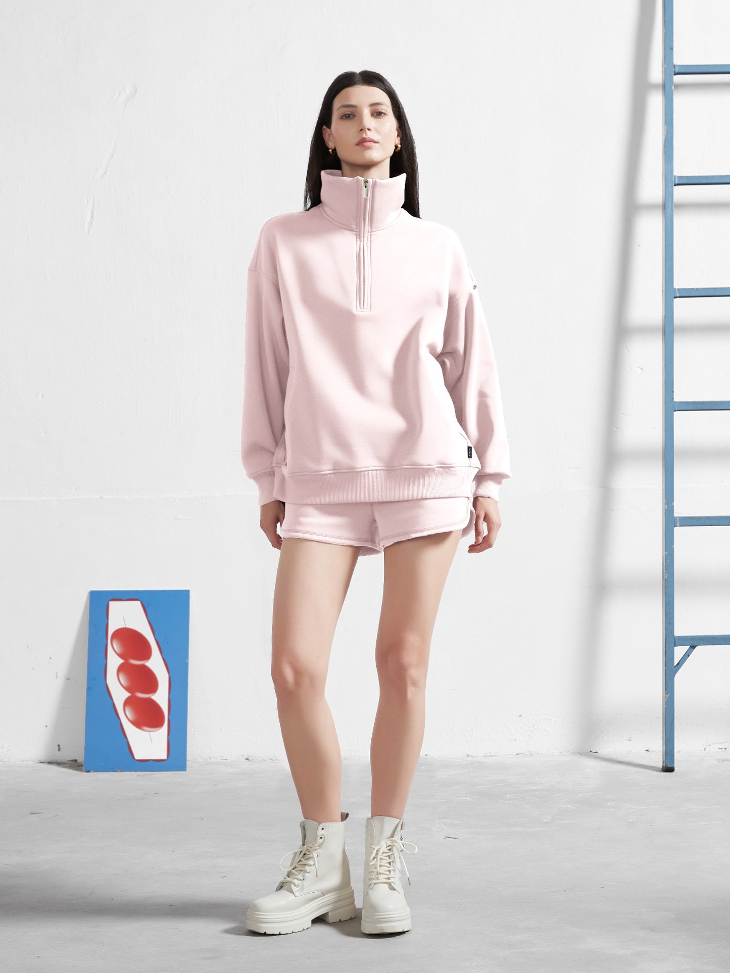 Cubby Half Zip-up Sweatshirt, Oversized