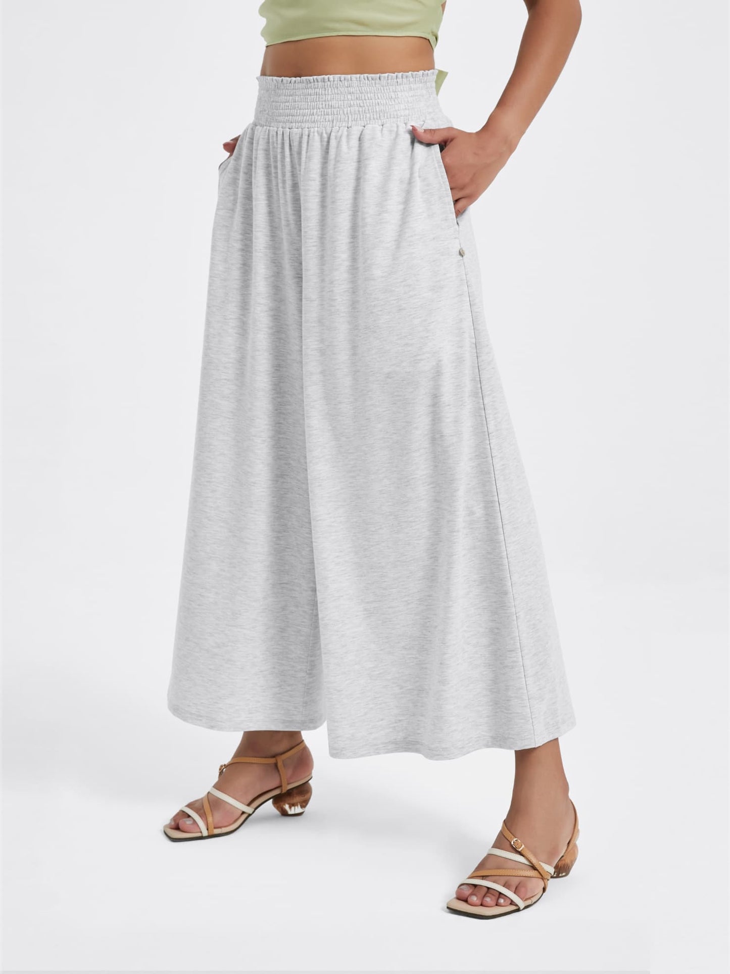 Waist Slimming Ankle Pants, Wide Leg