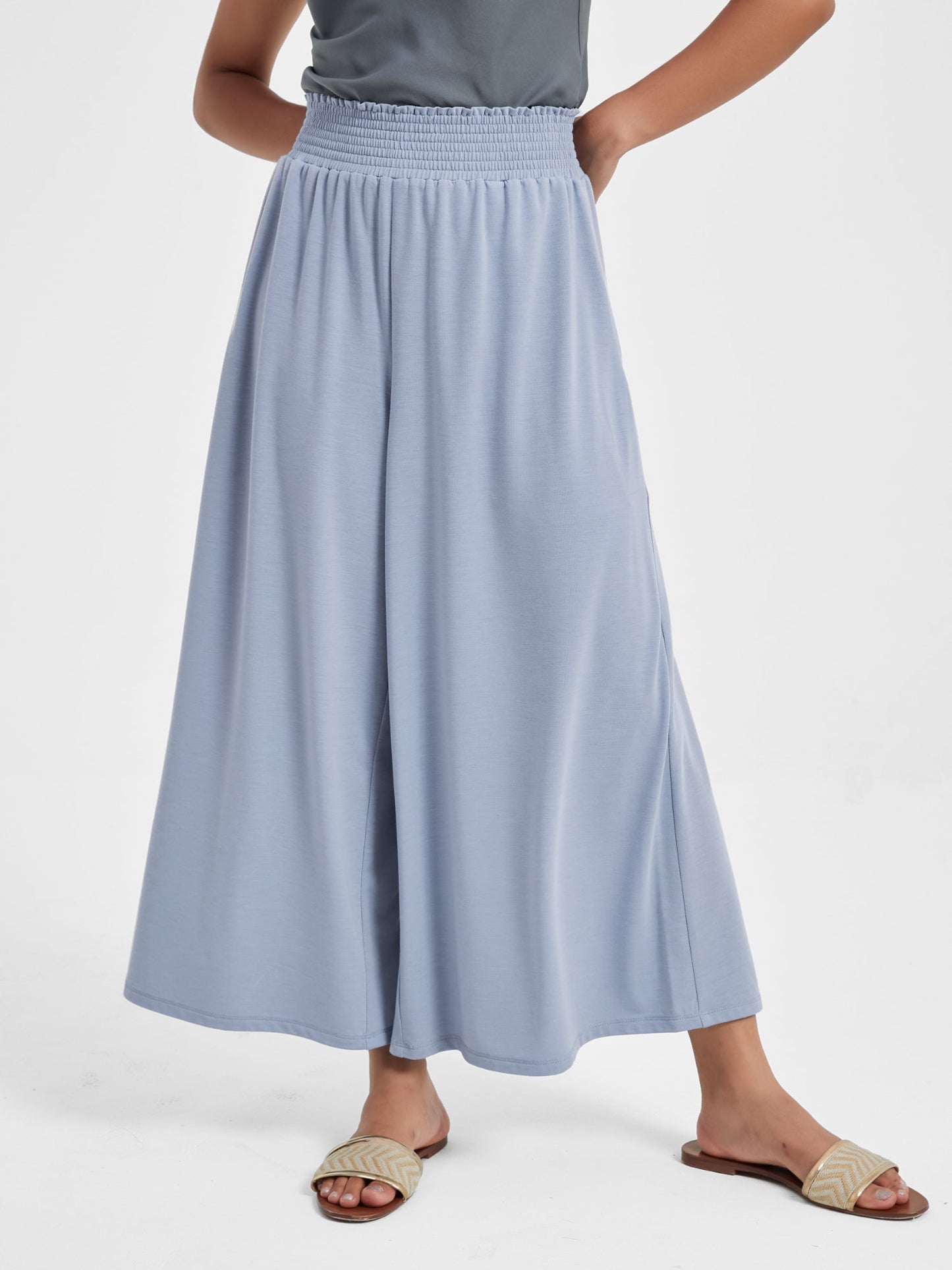 Waist Slimming Ankle Pants, Wide Leg