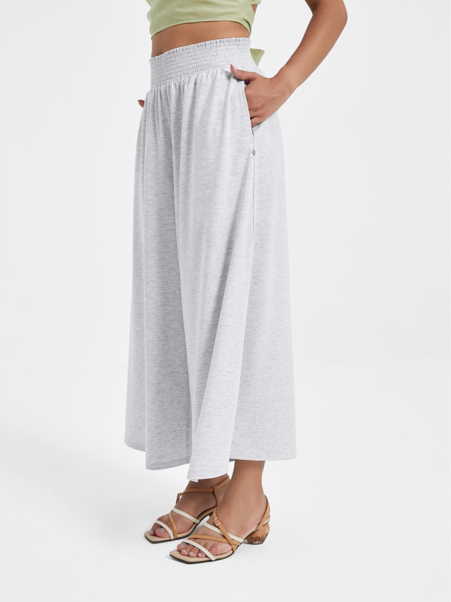 Waist Slimming Ankle Pants, Wide Leg