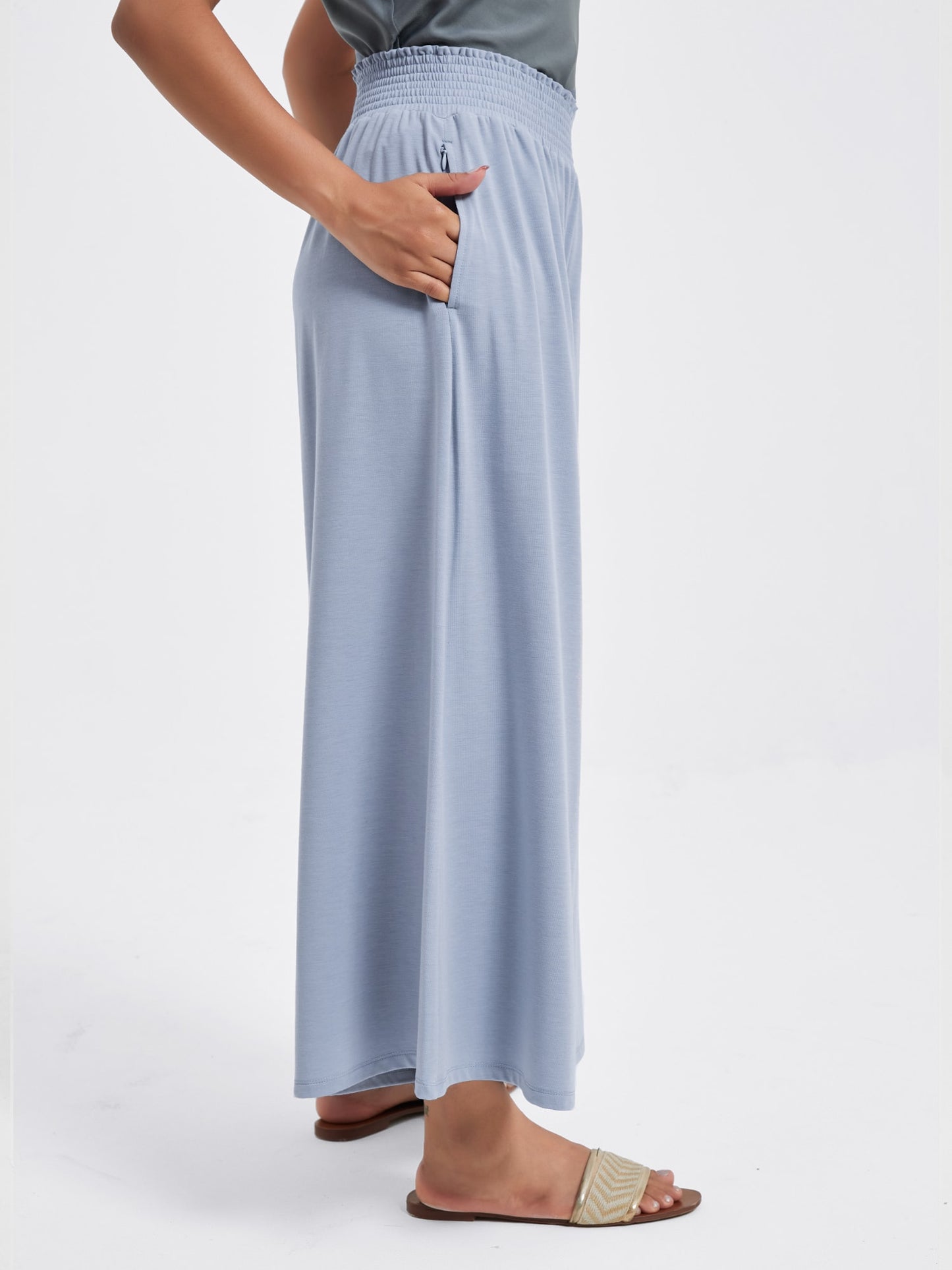 Waist Slimming Ankle Pants, Wide Leg