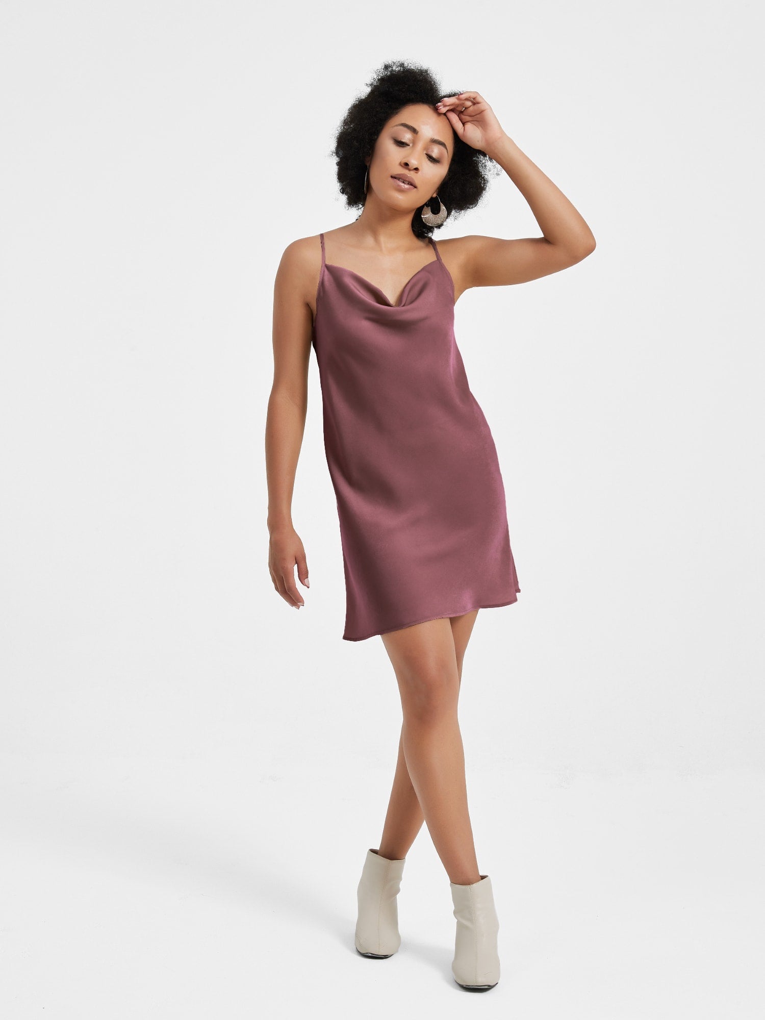 cowl neck satin mini slip dress Red Slip Mini Dress Satin Cowl Neck Mini Cocktail Dress HEYMIMISISTERS